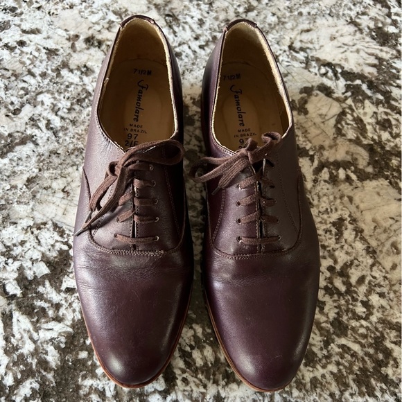 Vintage Famolare Maroon Leather Oxford Size 7.5M - Picture 1 of 12